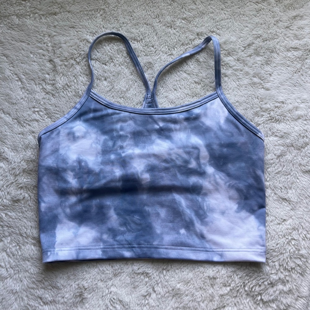 OFFLINE by Aerie Recharge Tie Dye Sports Bra Blue White Y-Back Crop Top Small